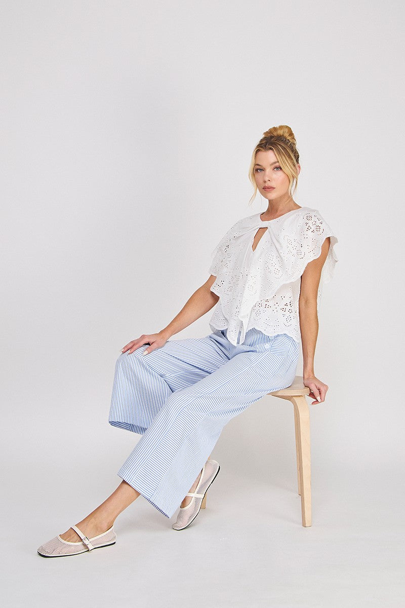 STRIPED SIDE BUTTON DETAIL PANTS