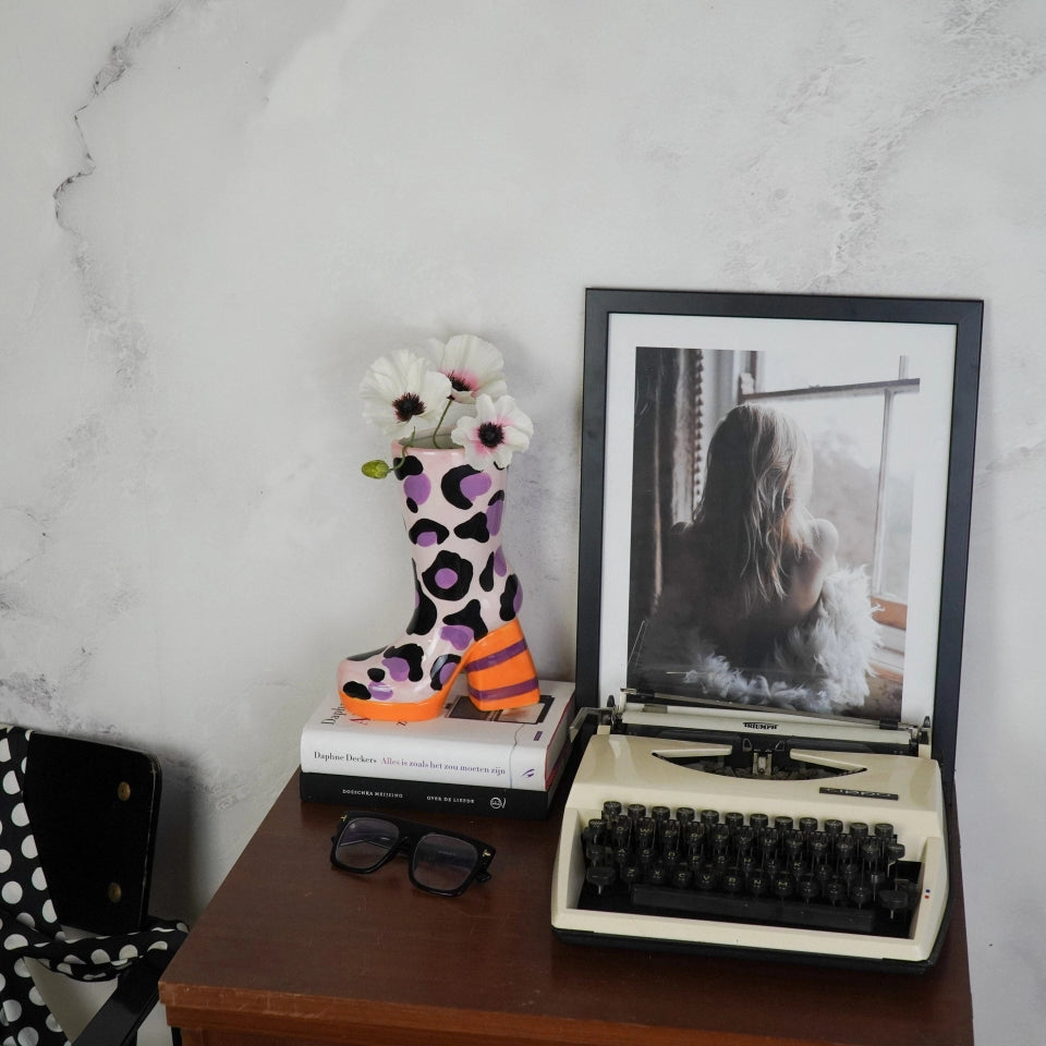 LEOPARD PRINT BOOT VASE