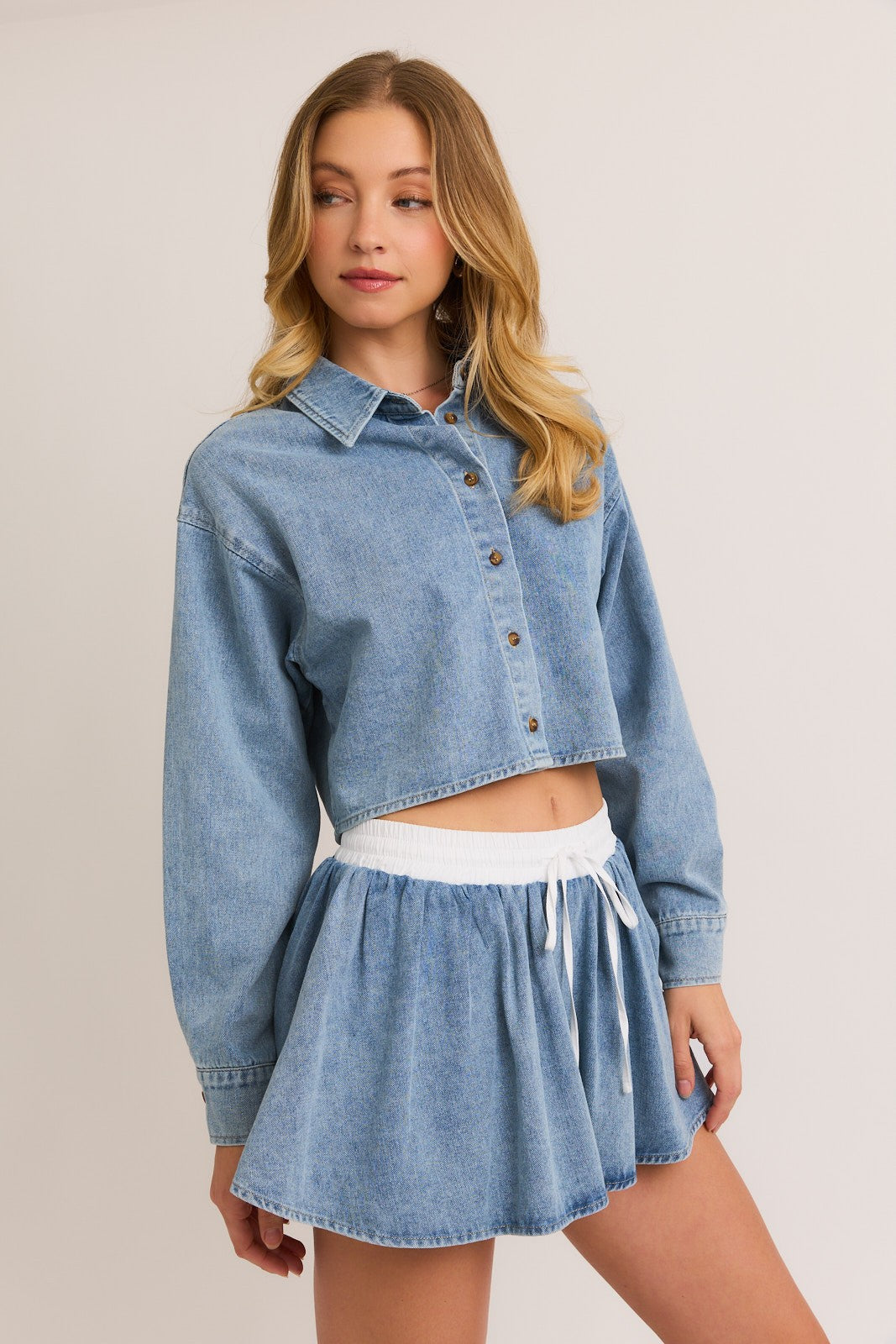 WASHED DENIM BOXY TOP