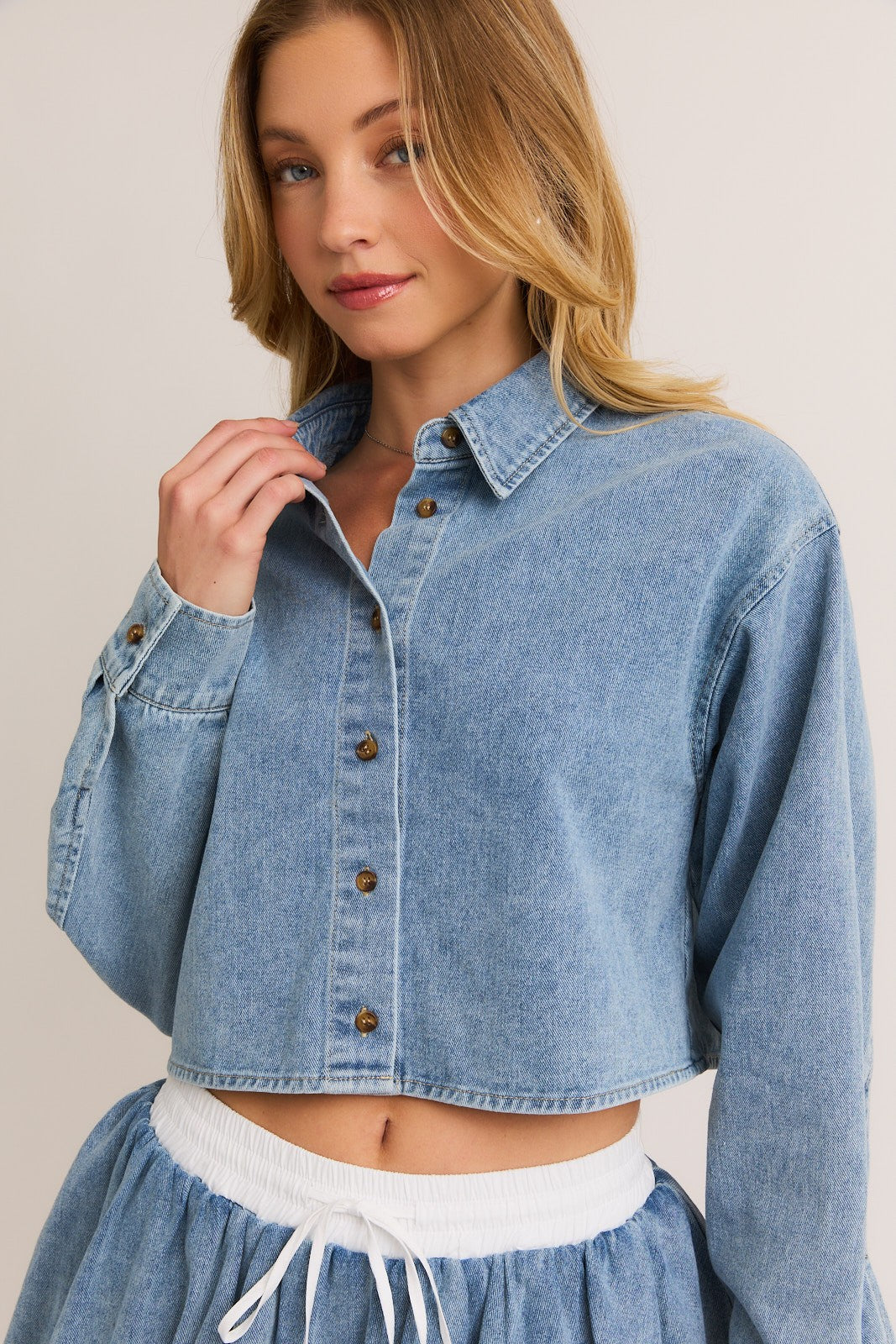 WASHED DENIM BOXY TOP