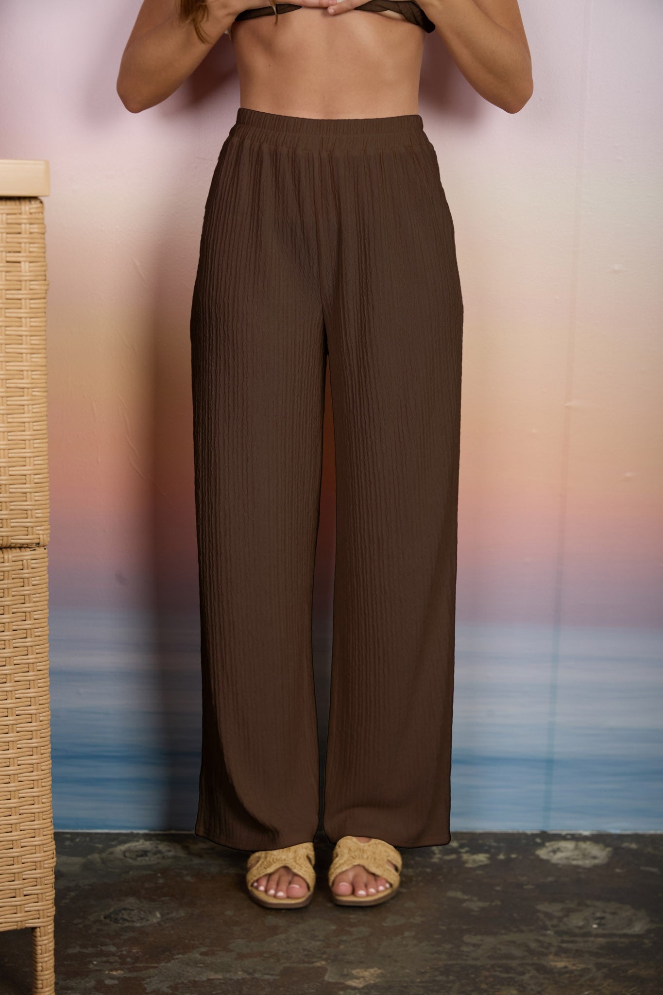 TEXTURED HIGH WAIST PANT