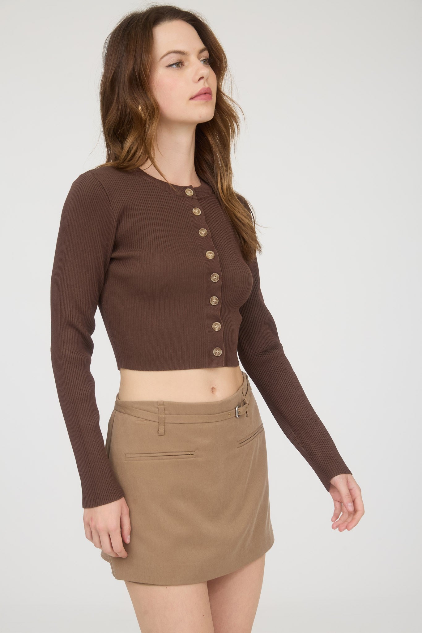 CROPPED BUTTON CARDIGAN