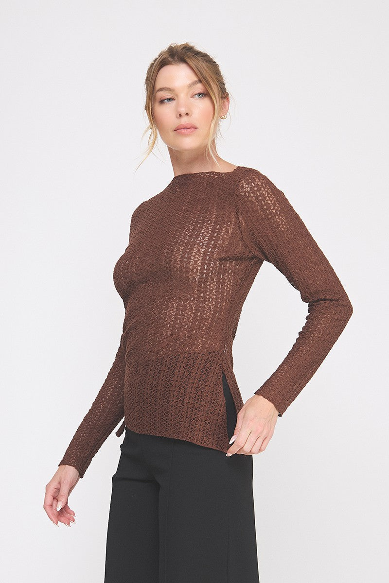 LACE BOATNECK LONG SLEEVE
