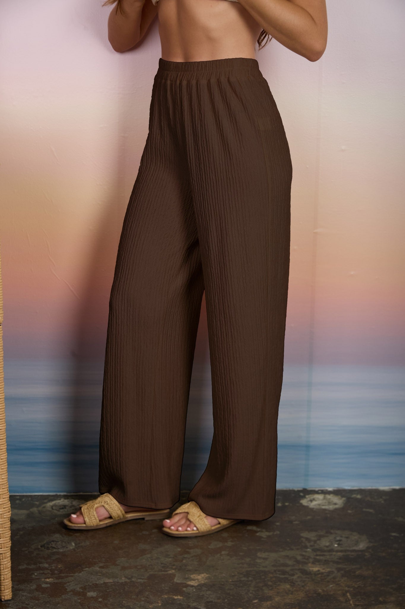 TEXTURED HIGH WAIST PANT