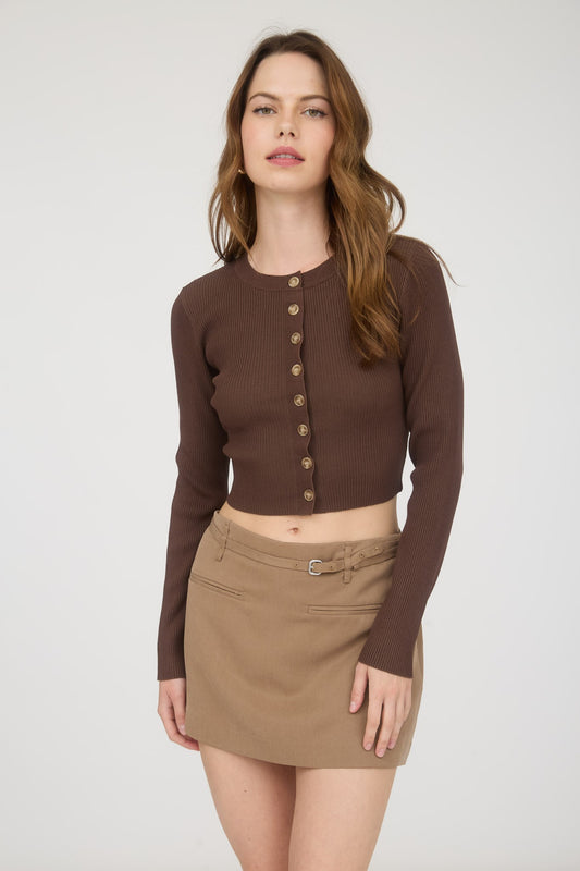 CROPPED BUTTON CARDIGAN