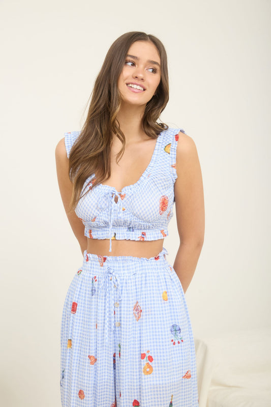 GINGHAM MOTIF CROP TOP