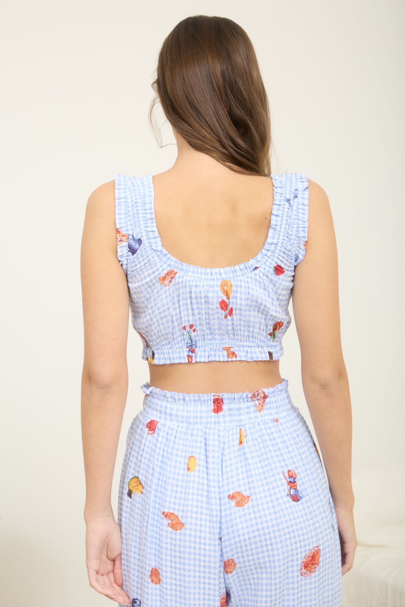 GINGHAM MOTIF CROP TOP