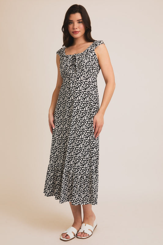 CAP SLEEVE PRINT DRESS