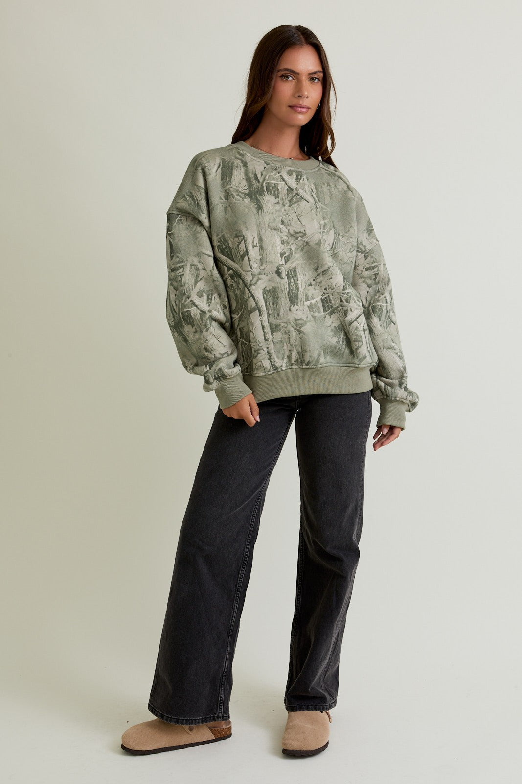 CAMO PRINT CREWNECK SWEATSHIRT