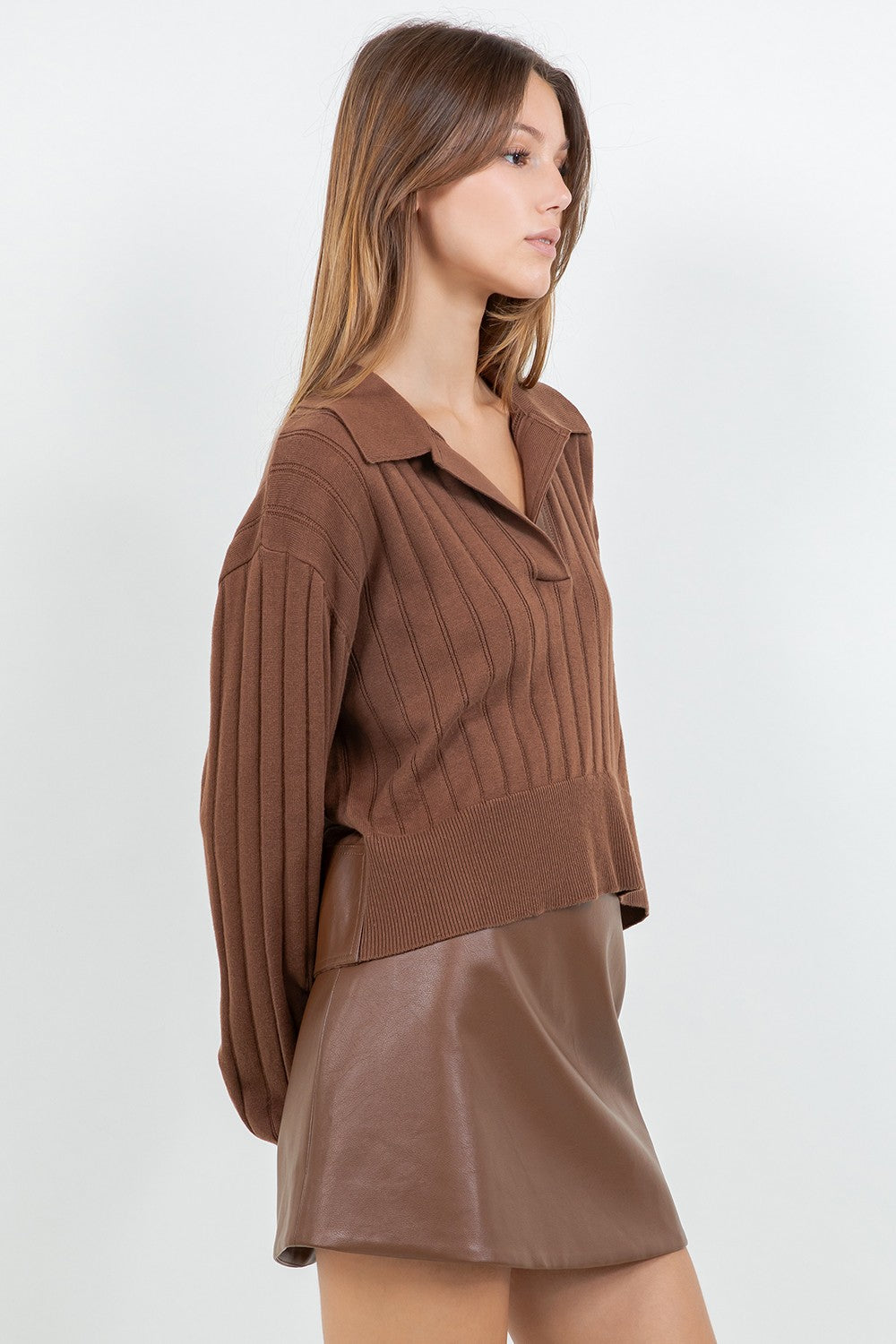 WIDE RIB COLLARED SWEATER