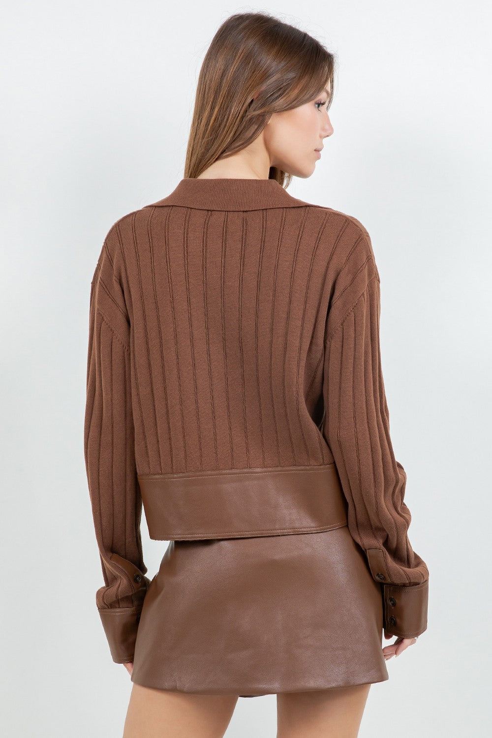 WIDE RIB COLLARED SWEATER