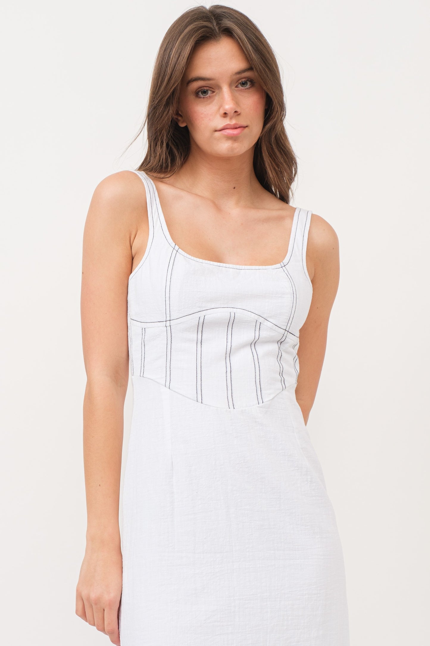 CONTRAST THREAD DETAIL DRESS