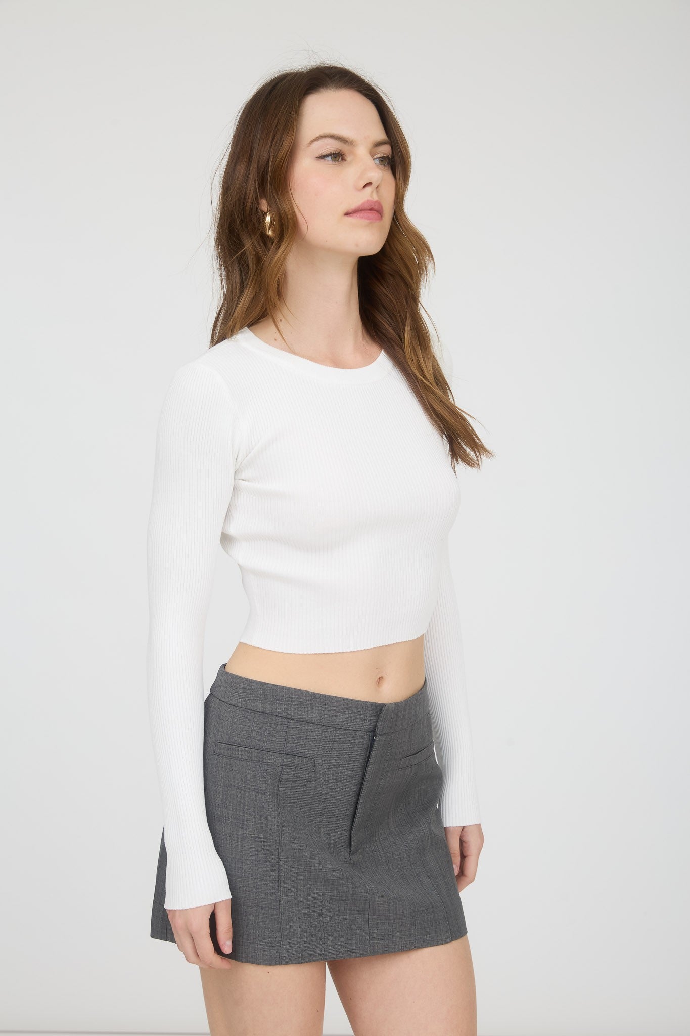 RIBBED LONG SLEEVE TOP