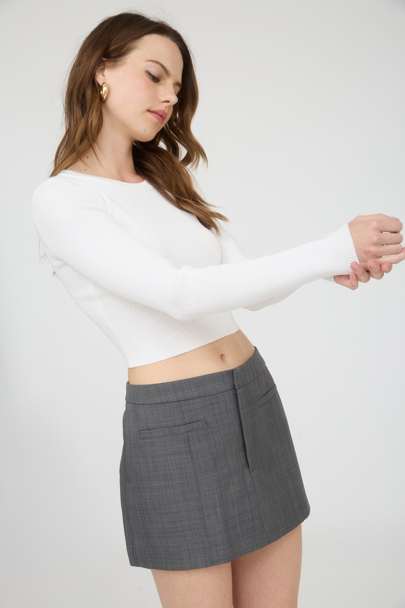 RIBBED LONG SLEEVE TOP