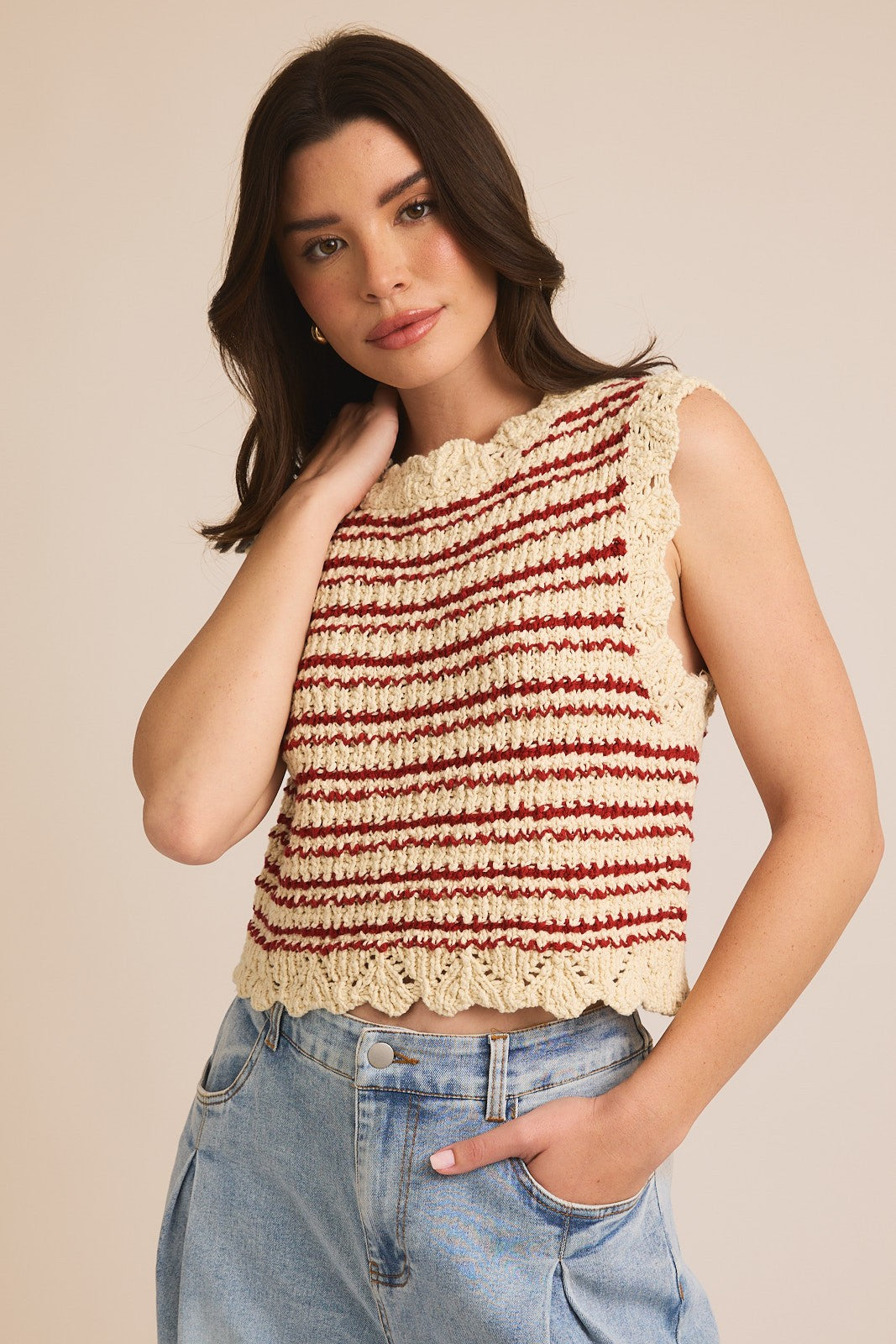 STRIPE CROCHET TANK