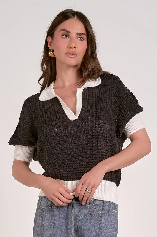 CROCHET POLO TOP