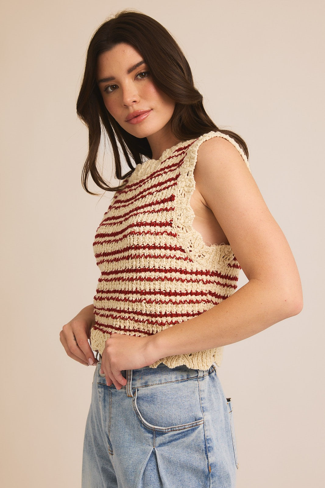 STRIPE CROCHET TANK