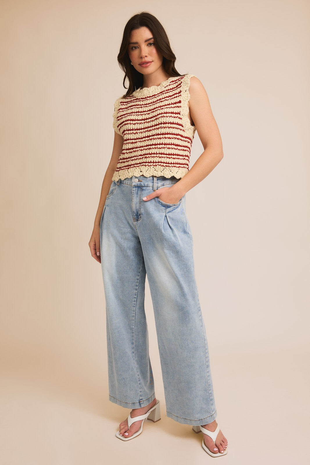 STRIPE CROCHET TANK