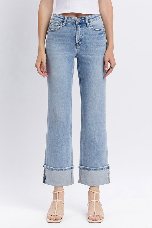 HIGH RISE CUFFED JEANS