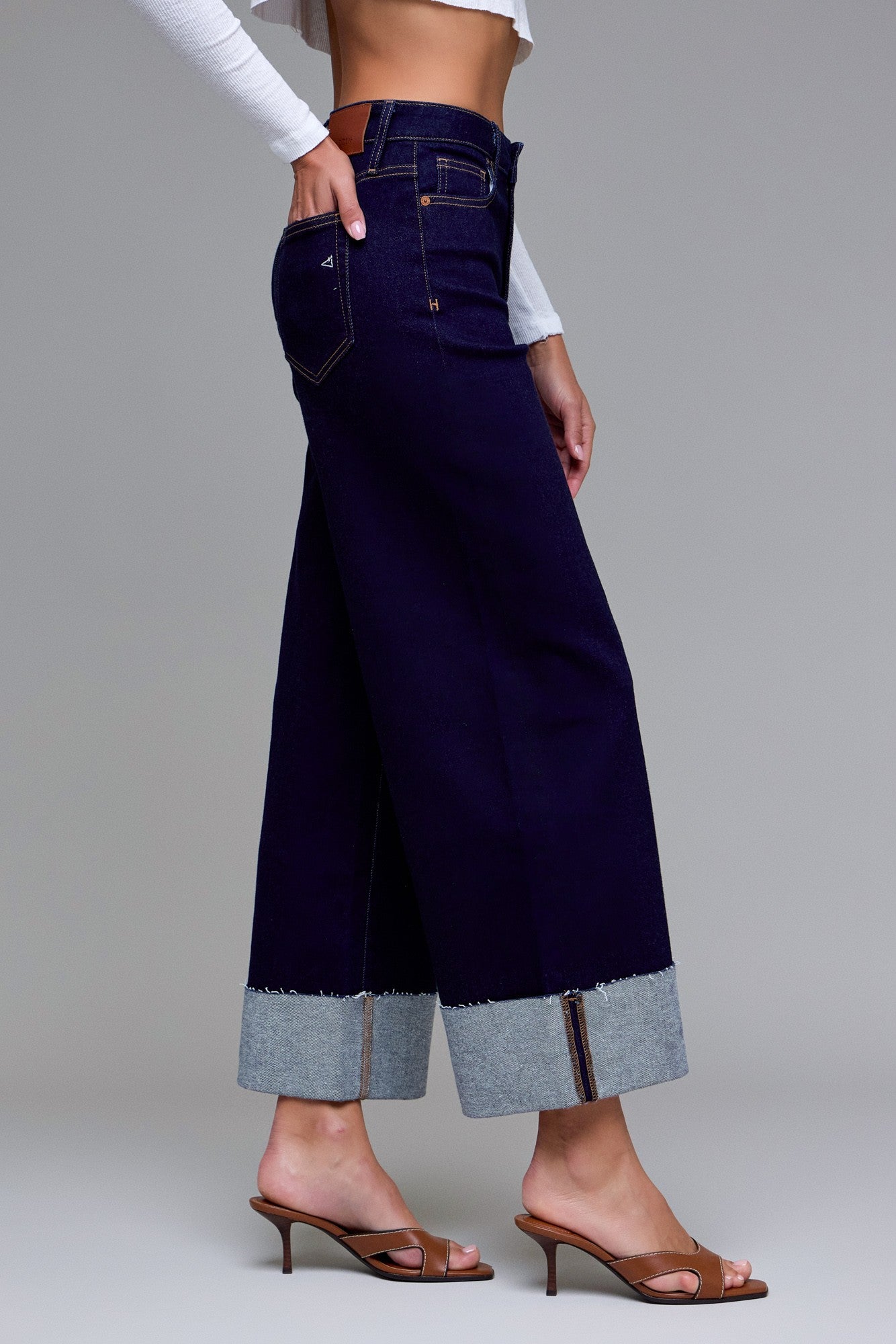 CUFFED DARK RINSE JEANS