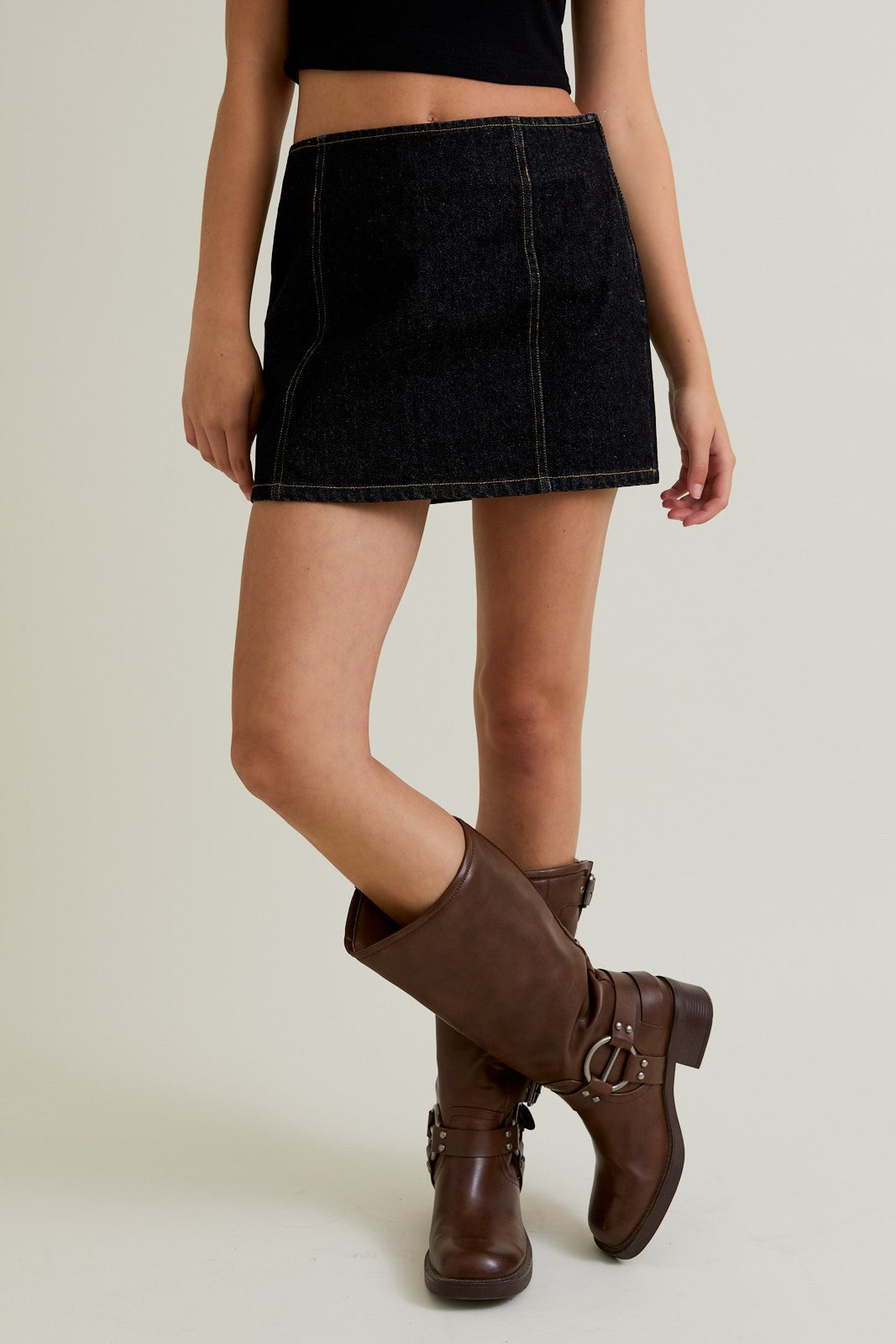 LOW WAIST DENIM MINI SKIRT
