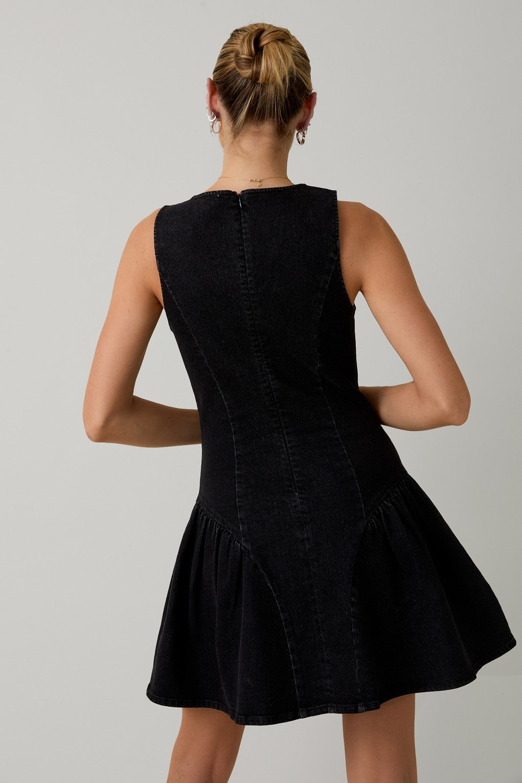 WAIST DETAIL DENIM MINI DRESS