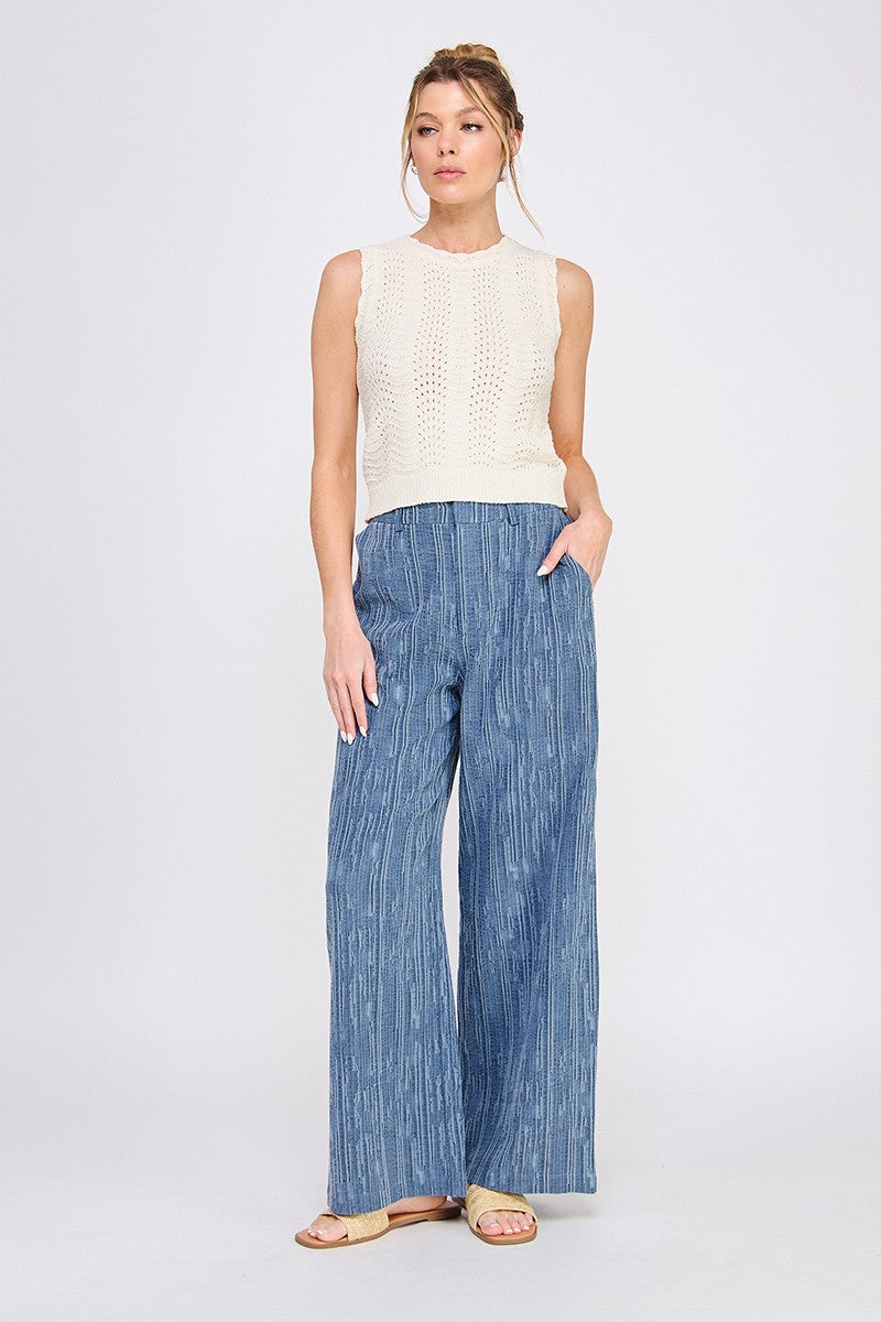 TEXTURED WIDE LEG PANT