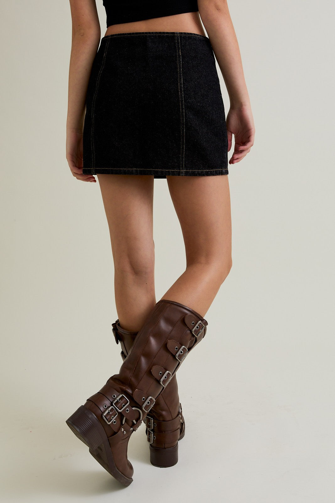 LOW WAIST DENIM MINI SKIRT