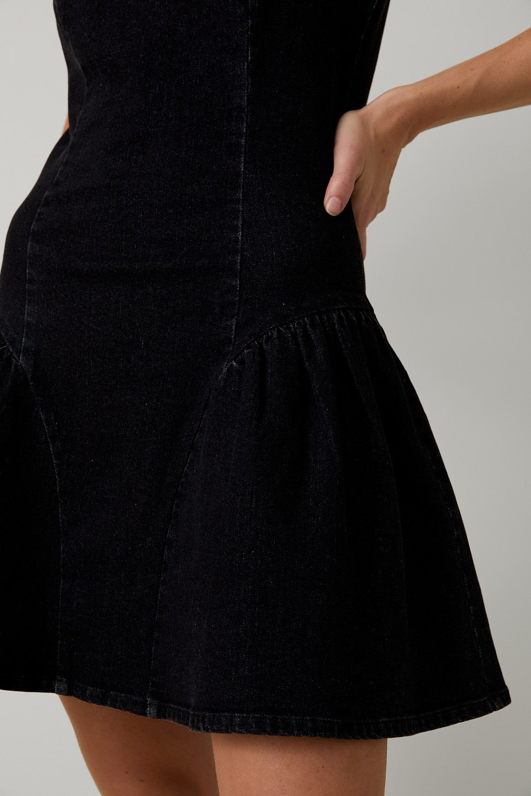 WAIST DETAIL DENIM MINI DRESS