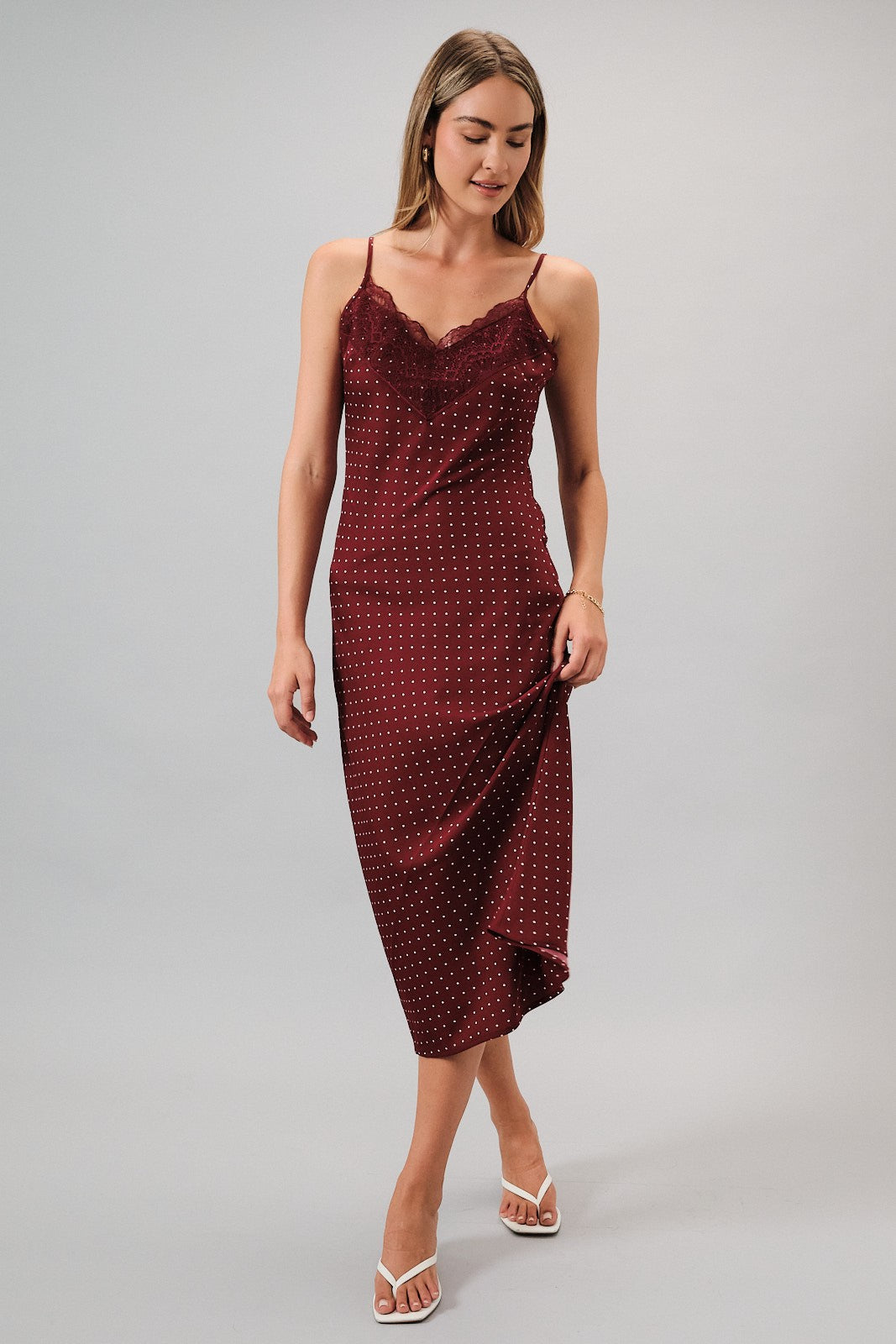 POLKA DOT COWL BACK DRESS