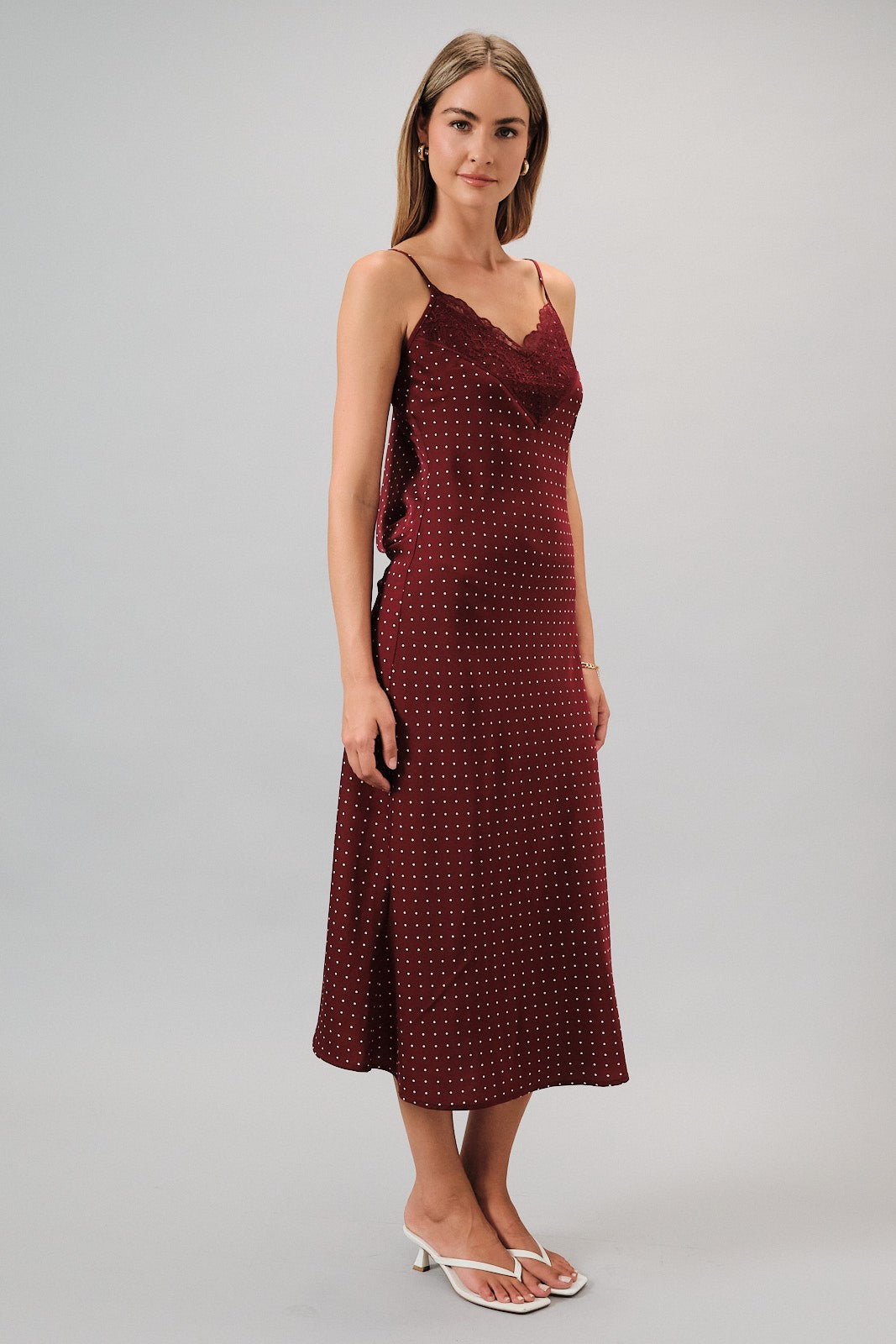 POLKA DOT COWL BACK DRESS