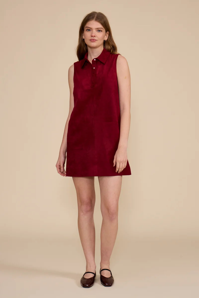 SUEDE MERLOT MINI DRESS