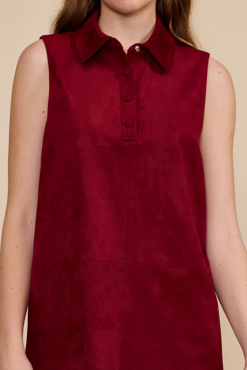 SUEDE MERLOT MINI DRESS