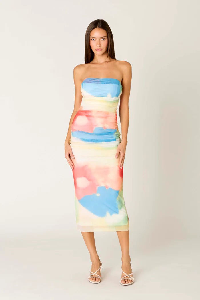 STRAPLESS TIE DYE DRESS