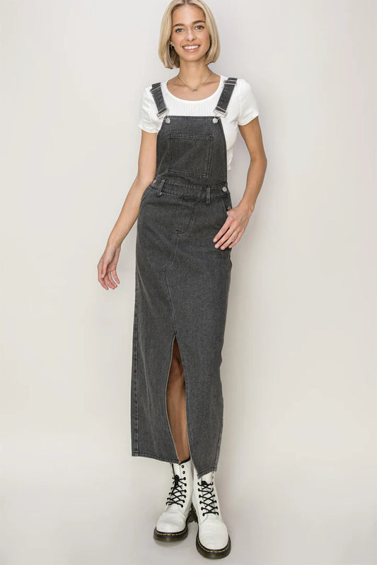 WASHED DENIM OVERALL DRESS