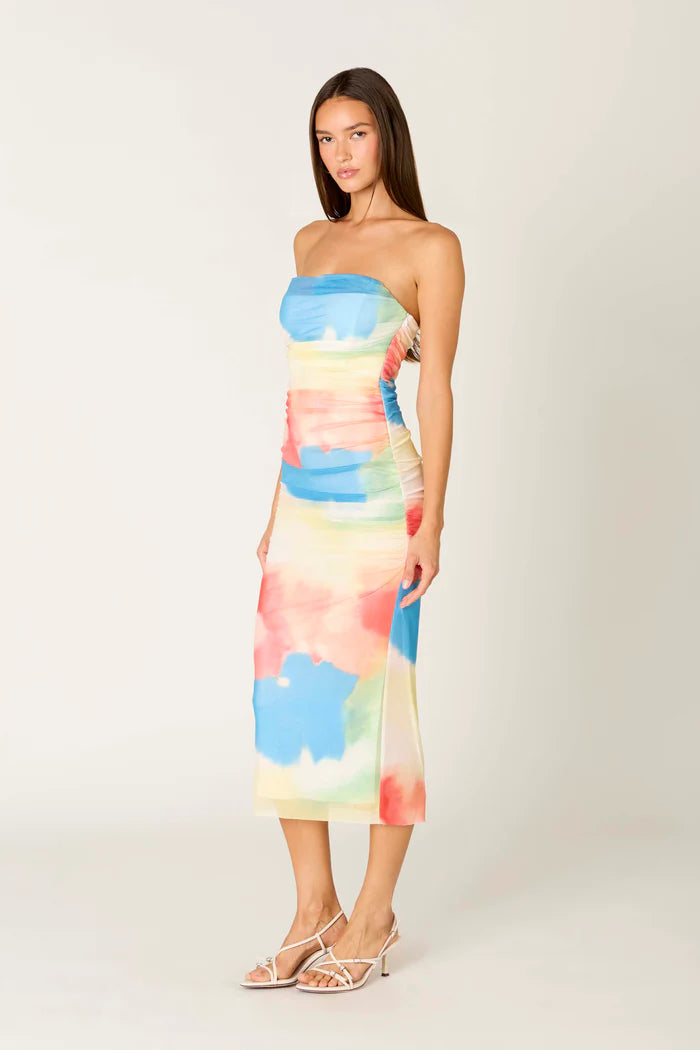 STRAPLESS TIE DYE DRESS