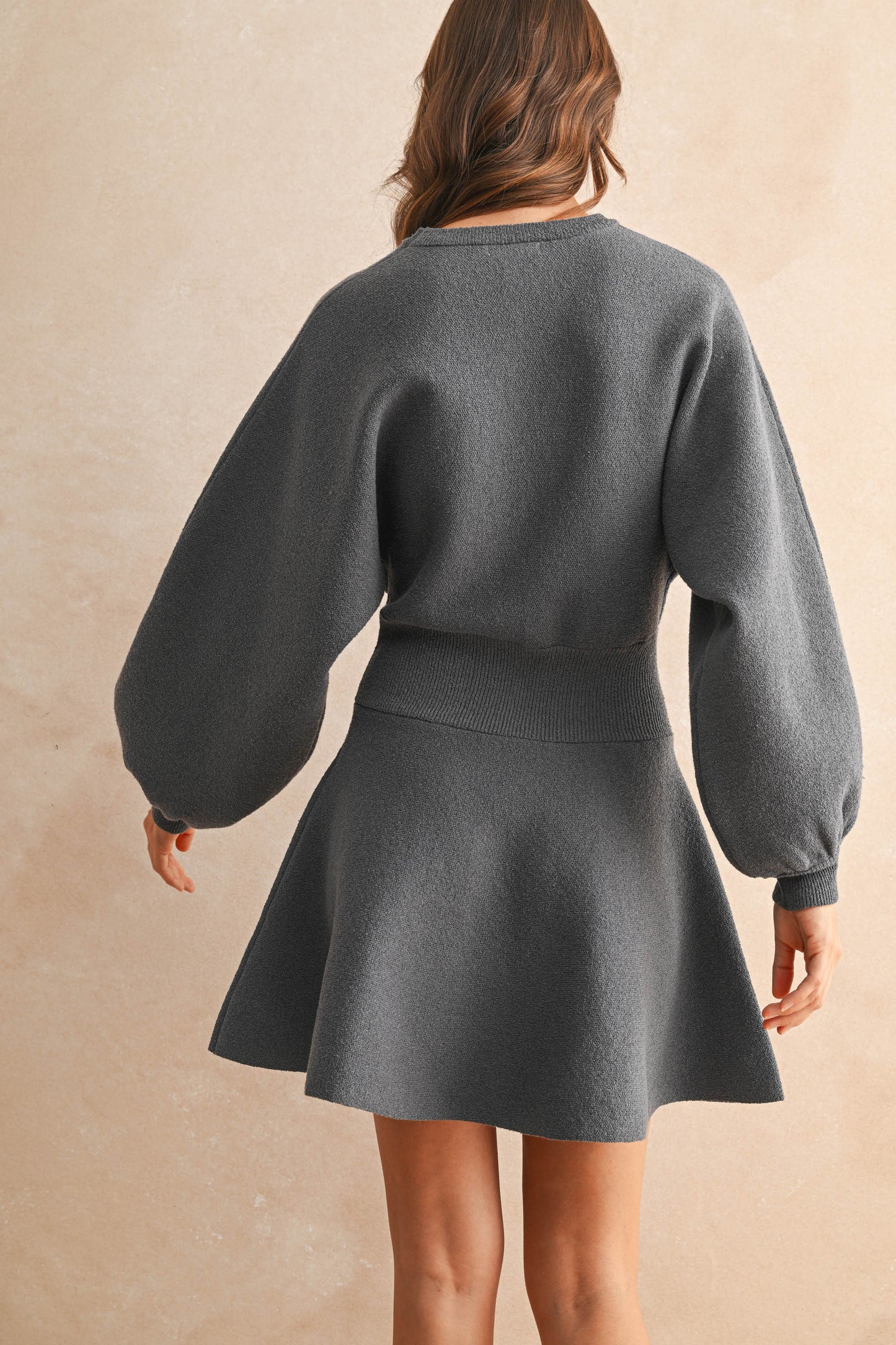 BALLOON SLEEVE SWEATER DRESS