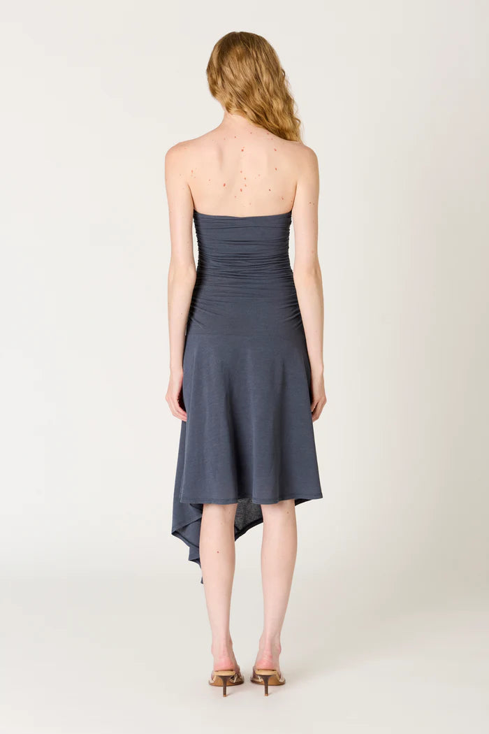 STRAPLESS HANDKERCHIEF HEM DRESS