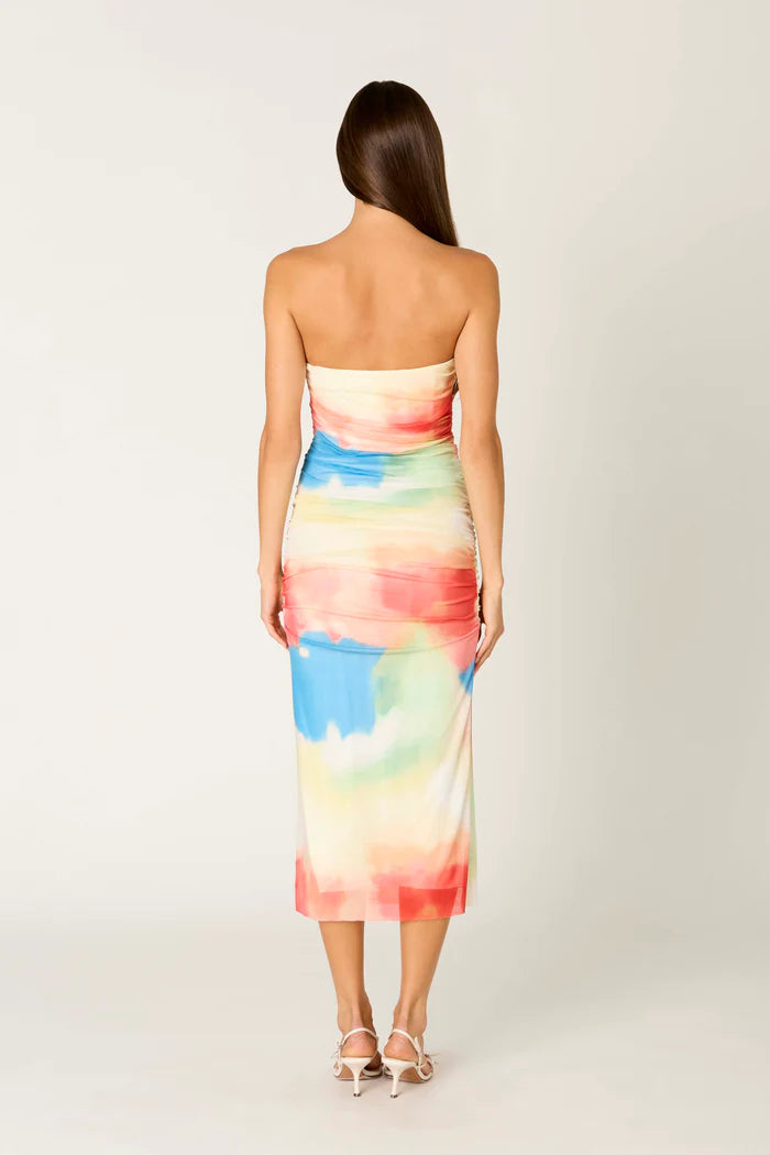 STRAPLESS TIE DYE DRESS