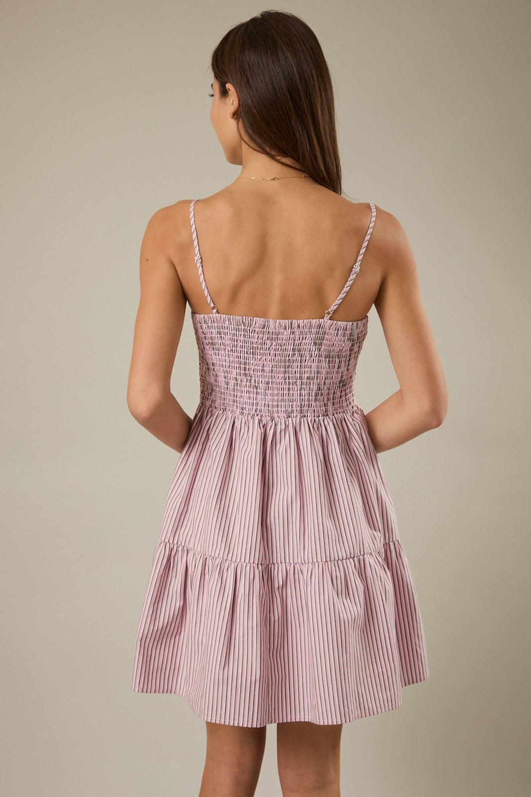 STRIPE TIERED MINI DRESS