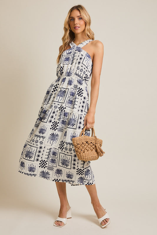 HALTER NECK PRINT DRESS