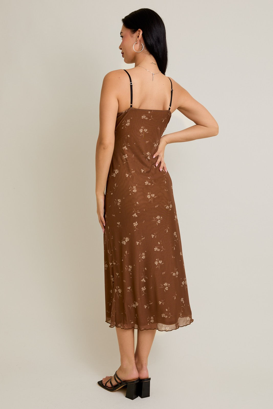 PRINTED MESH MIDI DRESS