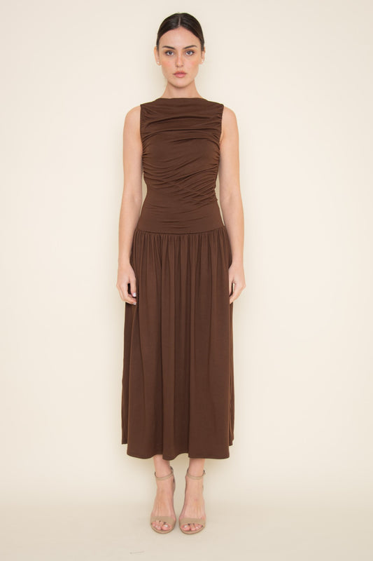 DROP WAIST JERSEY KNIT DRESS