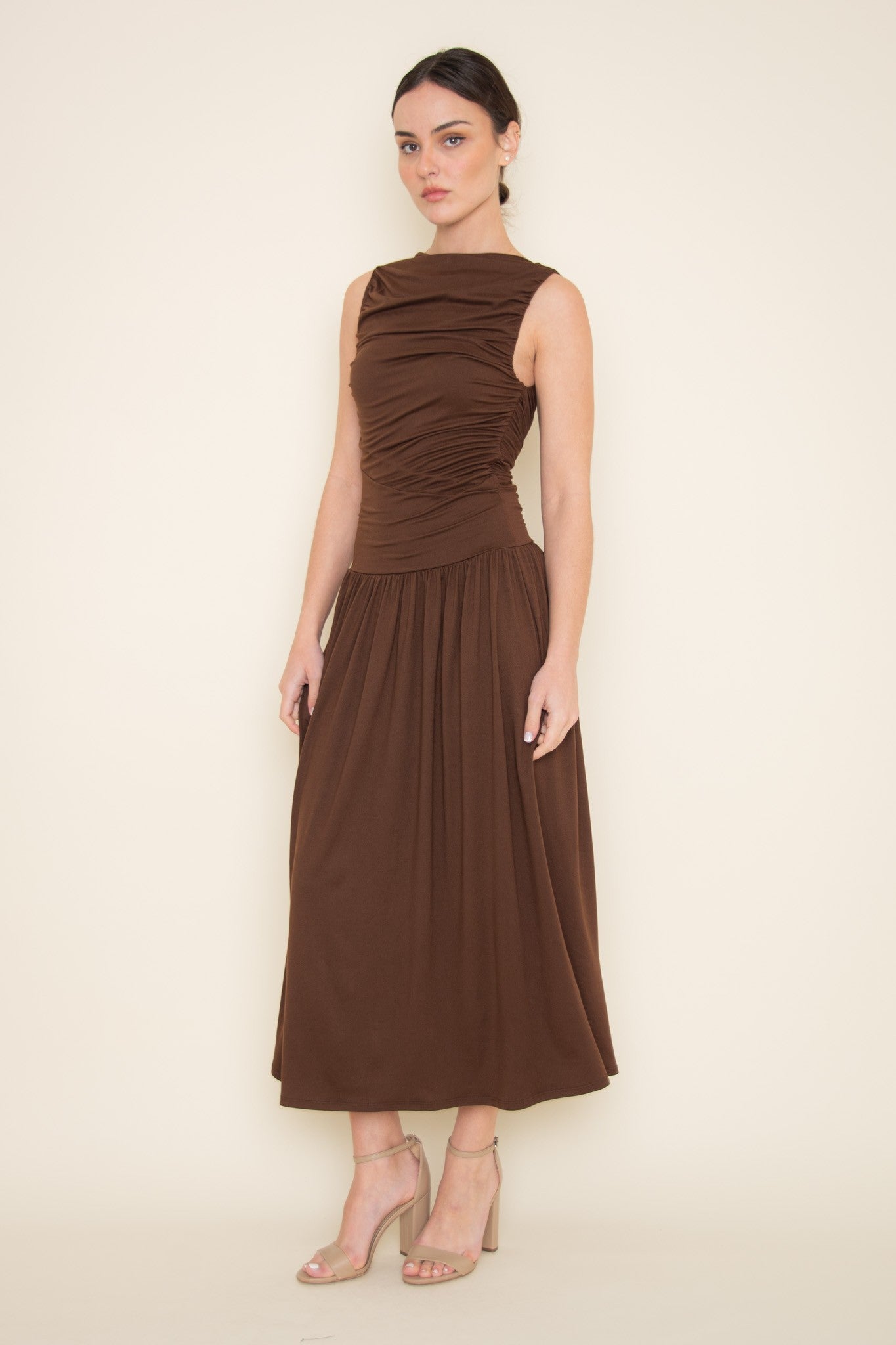 DROP WAIST JERSEY KNIT DRESS