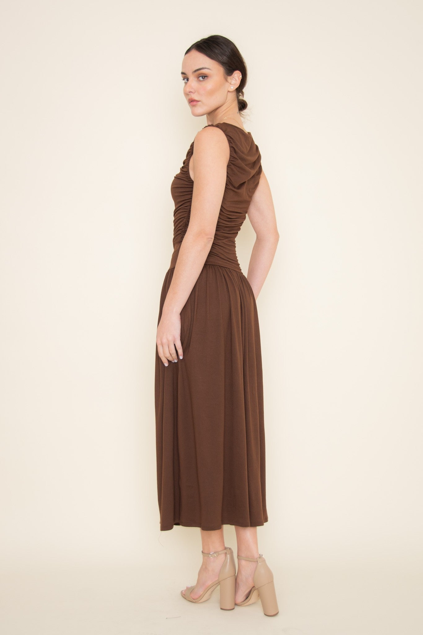 DROP WAIST JERSEY KNIT DRESS