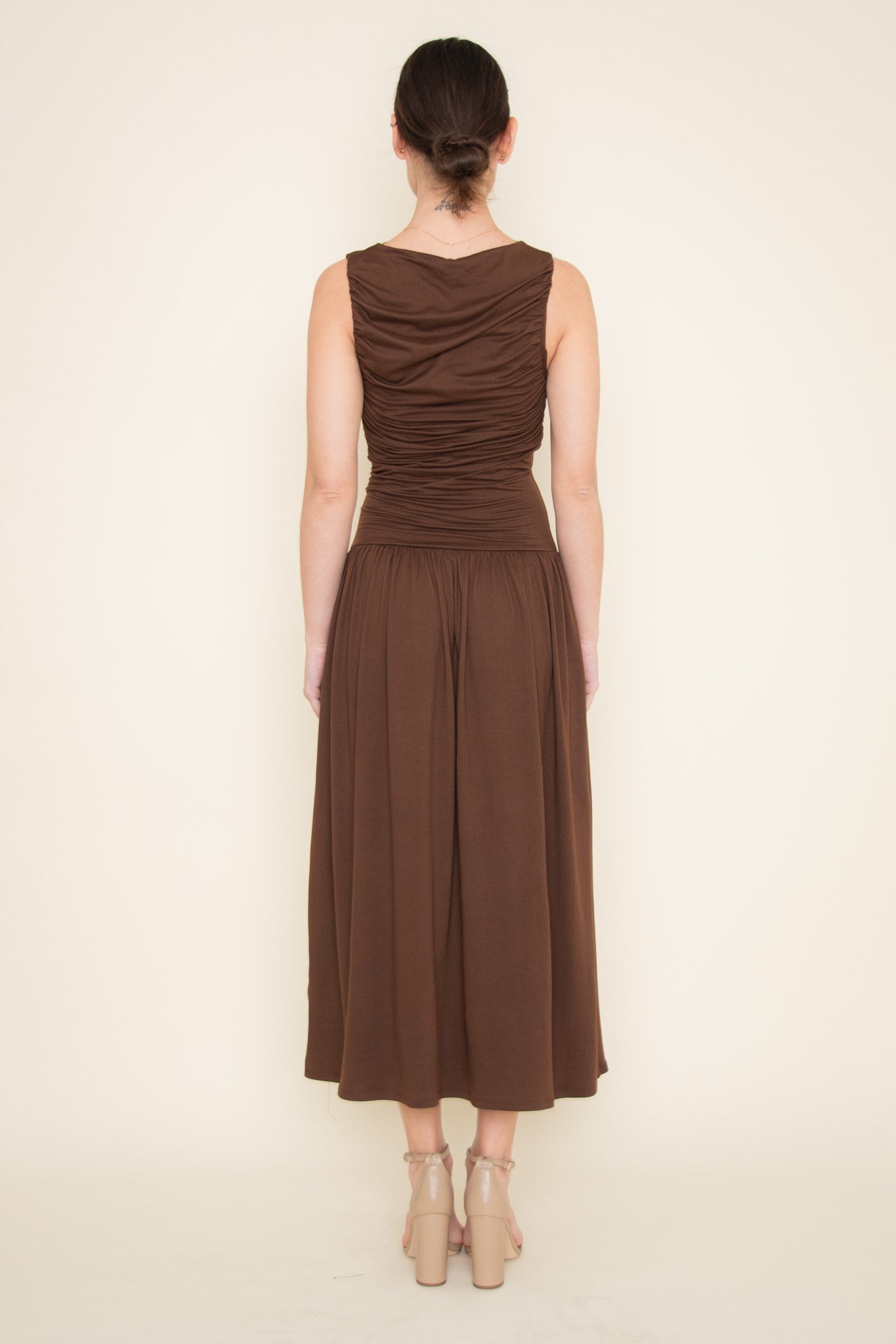 DROP WAIST JERSEY KNIT DRESS