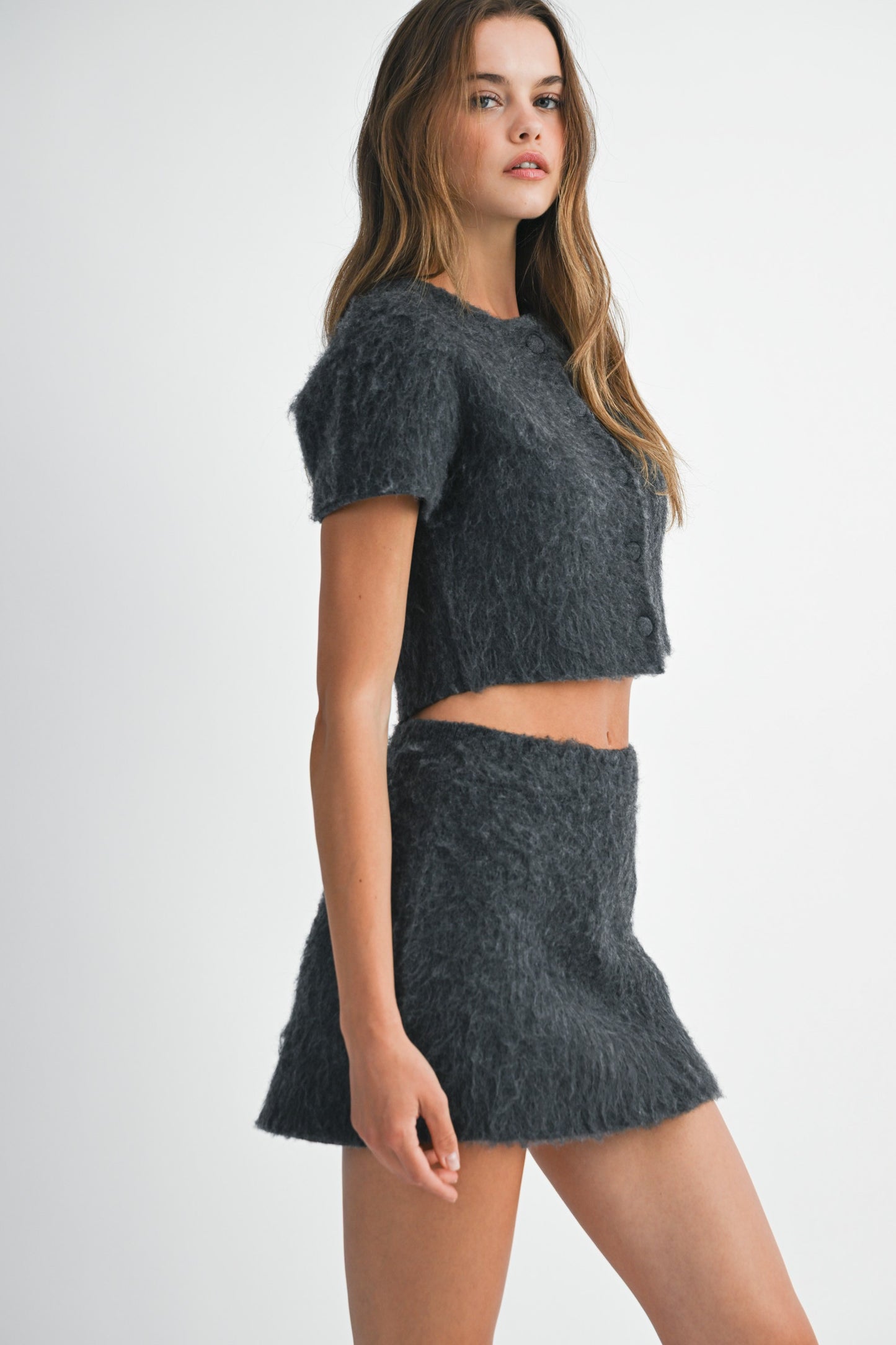 FUZZY CROP CARDIGAN
