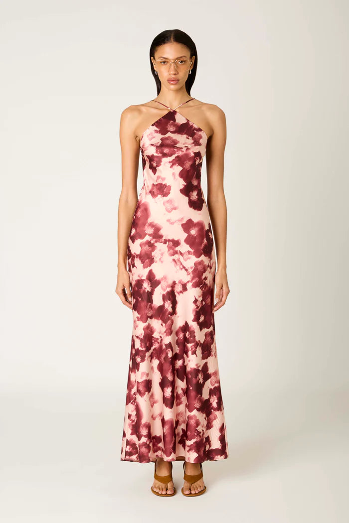 HALTER NECK FLORAL PRINT DRESS