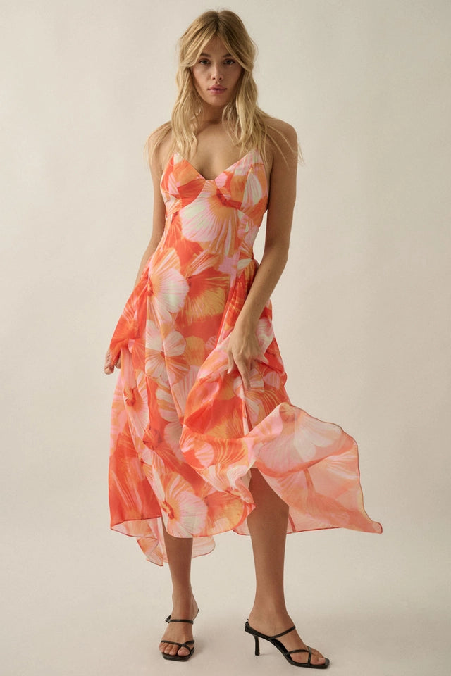 OPEN BACK FLORAL PRINT DRESS