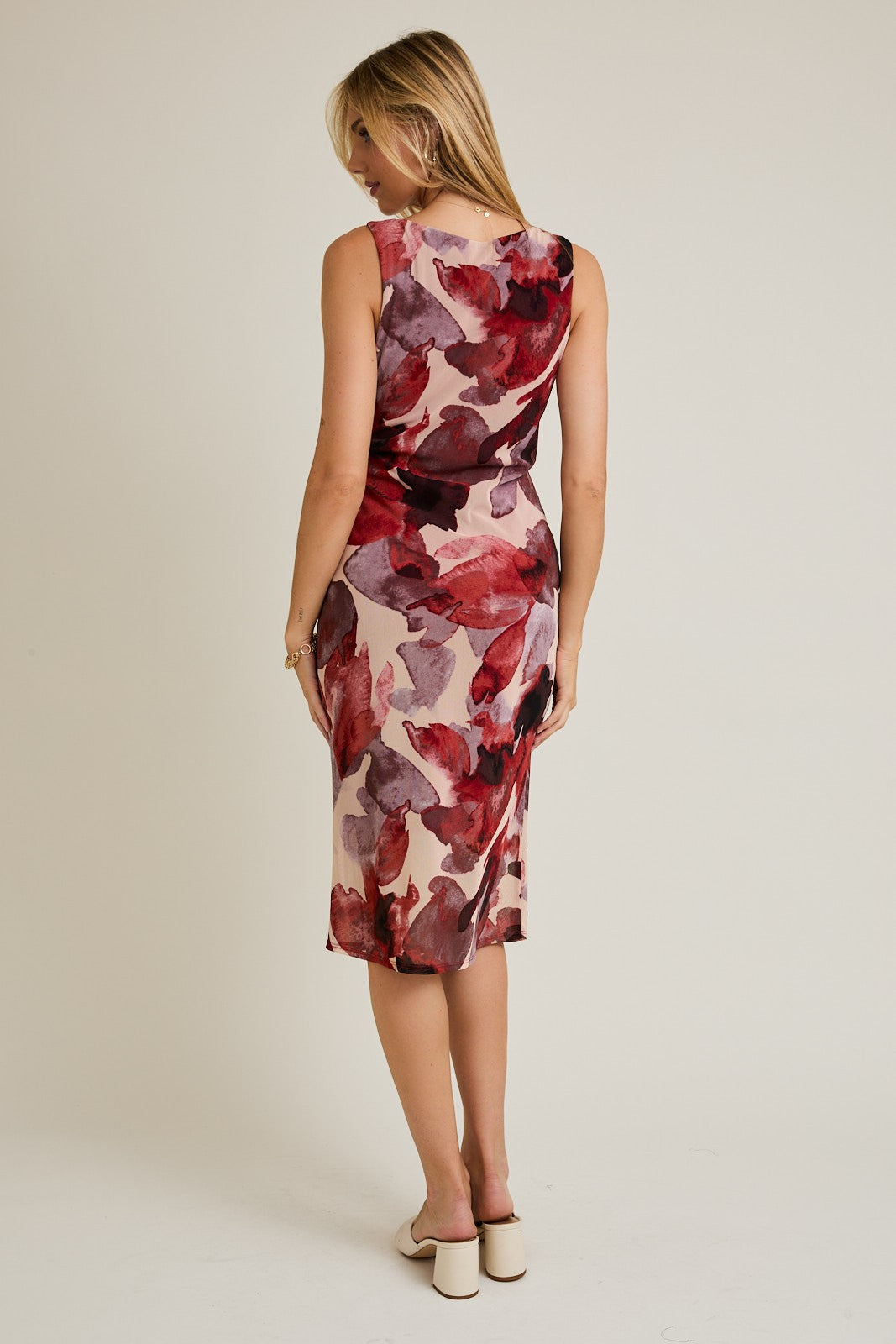 FRONT TWIST FLORAL PRINT DRESS